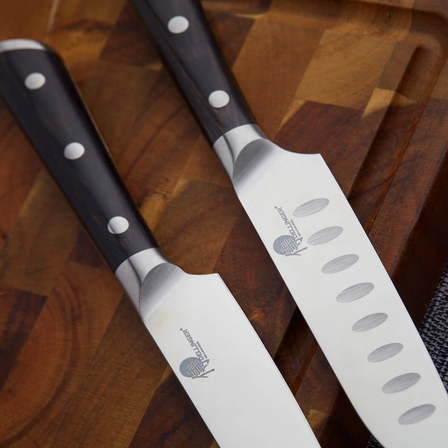sada 3 nožů + diamantová ocílka v dřevěné dárkové krabici, Dellinger German Black Samurai