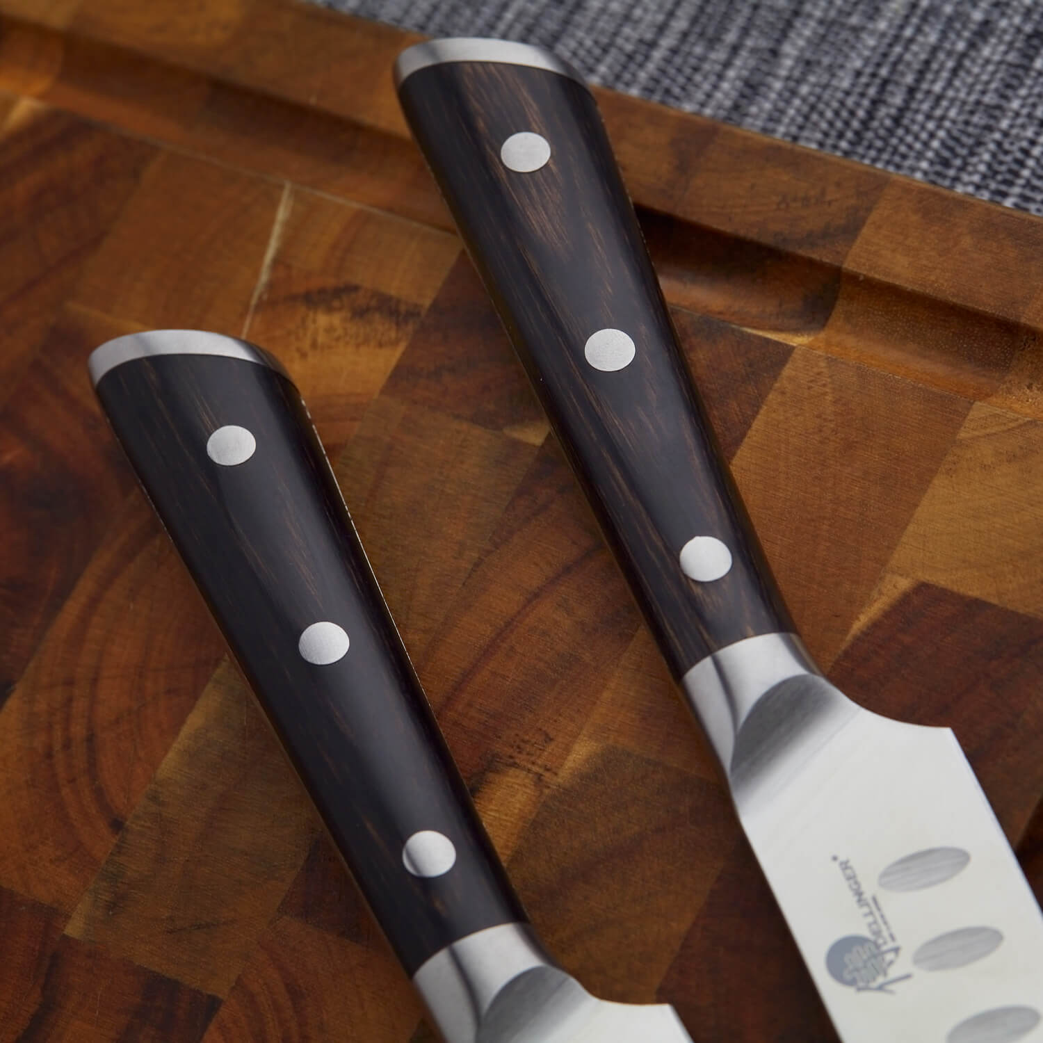 sada 3 nožů + diamantová ocílka v dřevěné dárkové krabici, Dellinger German Black Samurai