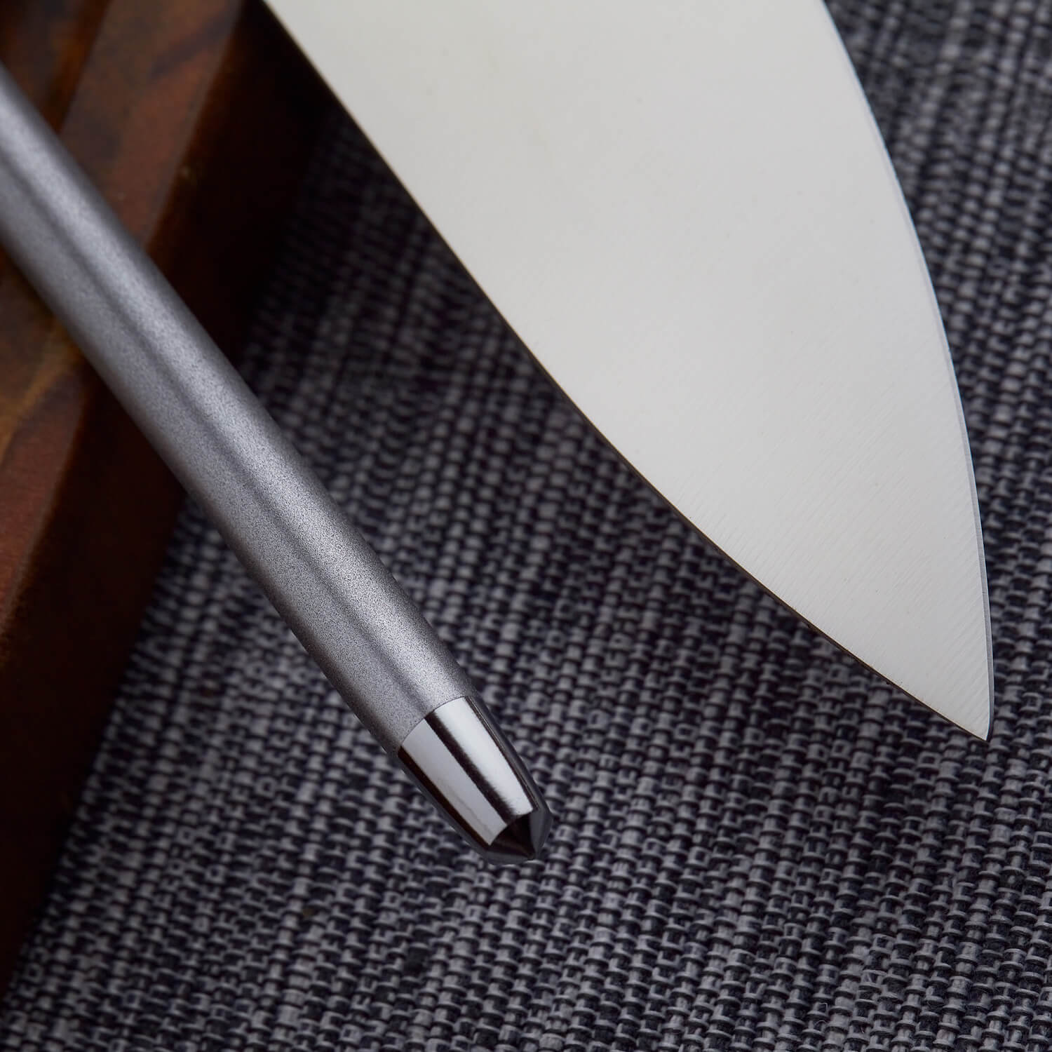 sada 3 nožů + diamantová ocílka v dřevěné dárkové krabici, Dellinger German Black Samurai