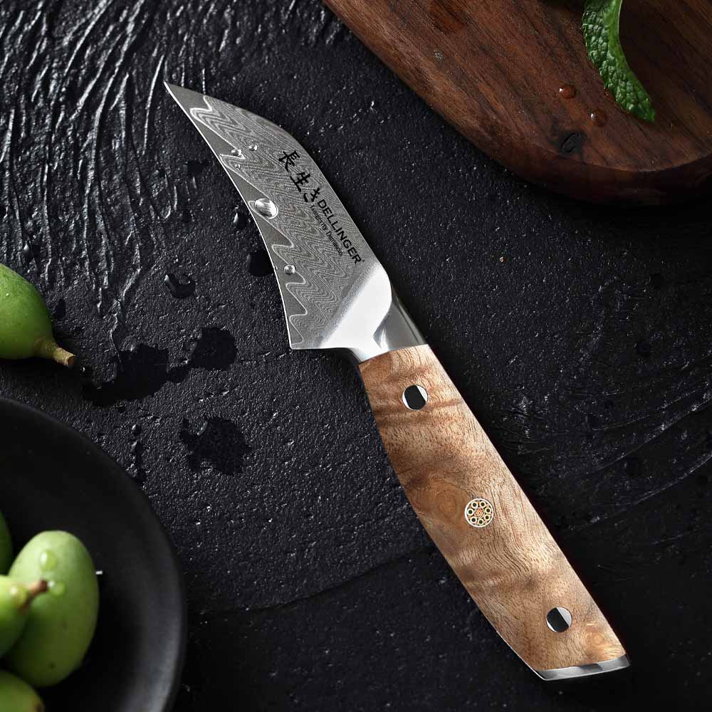 Loupací nůž Paring 75 mm Dellinger Longevity Damascus Edition