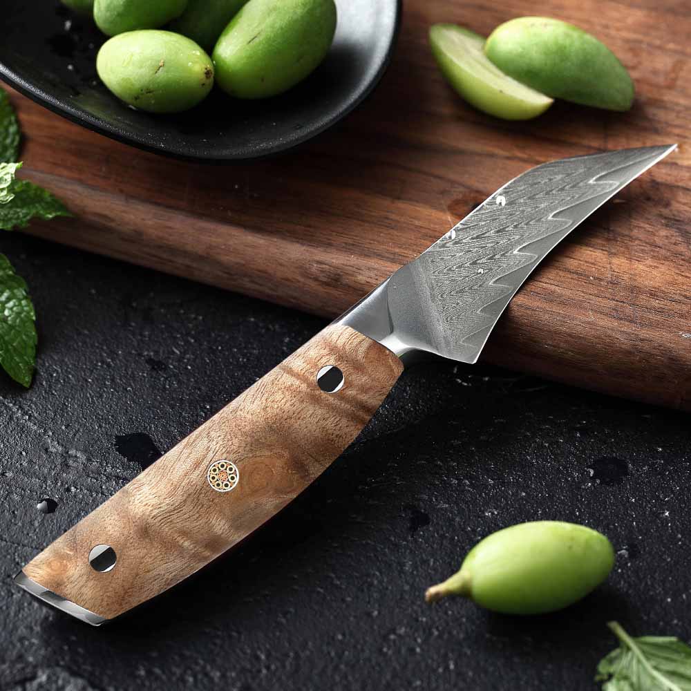 Loupací nůž Paring 75 mm Dellinger Longevity Damascus Edition