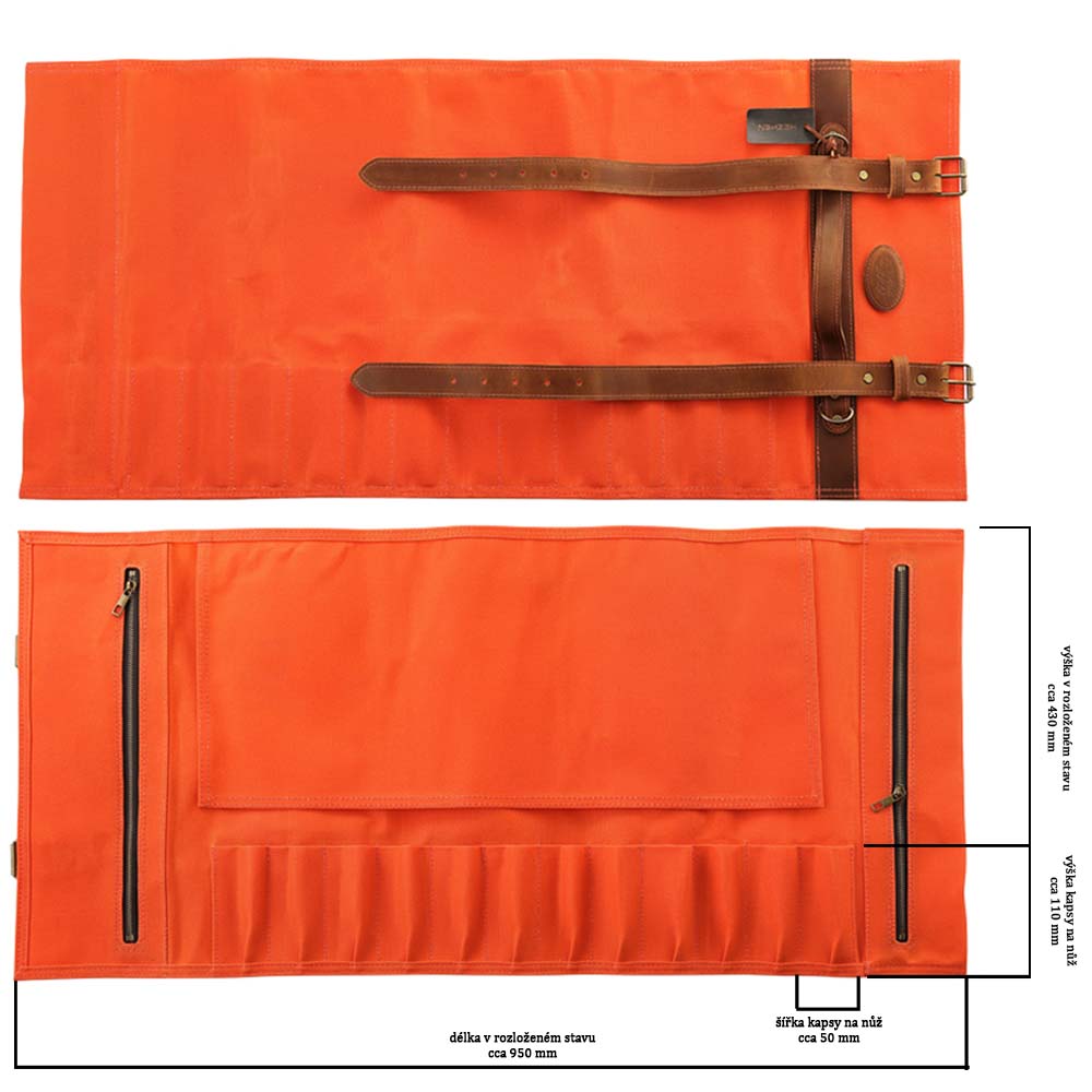 Dellinger Luxusní šéfkuchařský bag (taška) CANVAS na nože pro profesionály Barva: oranžová