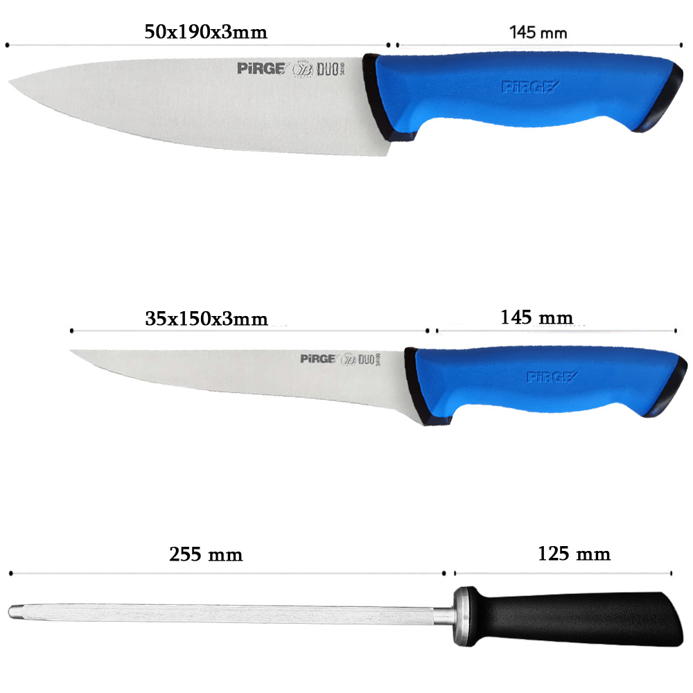 Sada profi nožů PIRGE DUO s brašnou - modrá