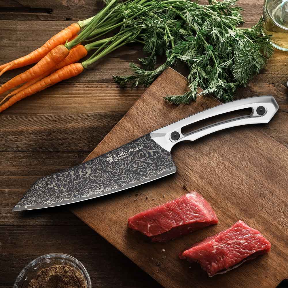 Malý nůž Chef/Kiritsuke 150 mm Dellinger White Aluminium Damascus