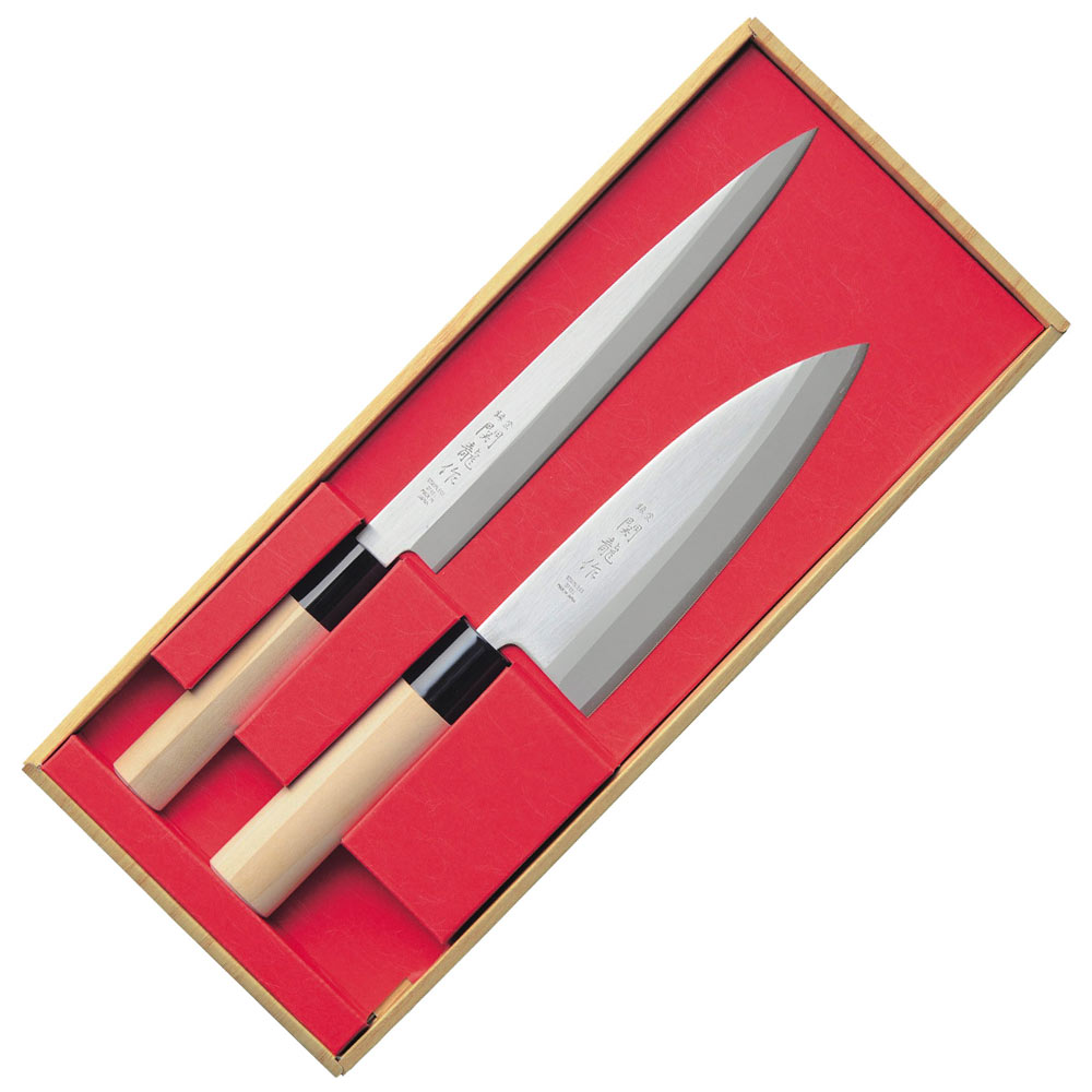 Sada japonských nožů Deba 160 mm, Yanagiba 210 mm Sekyriu Japan