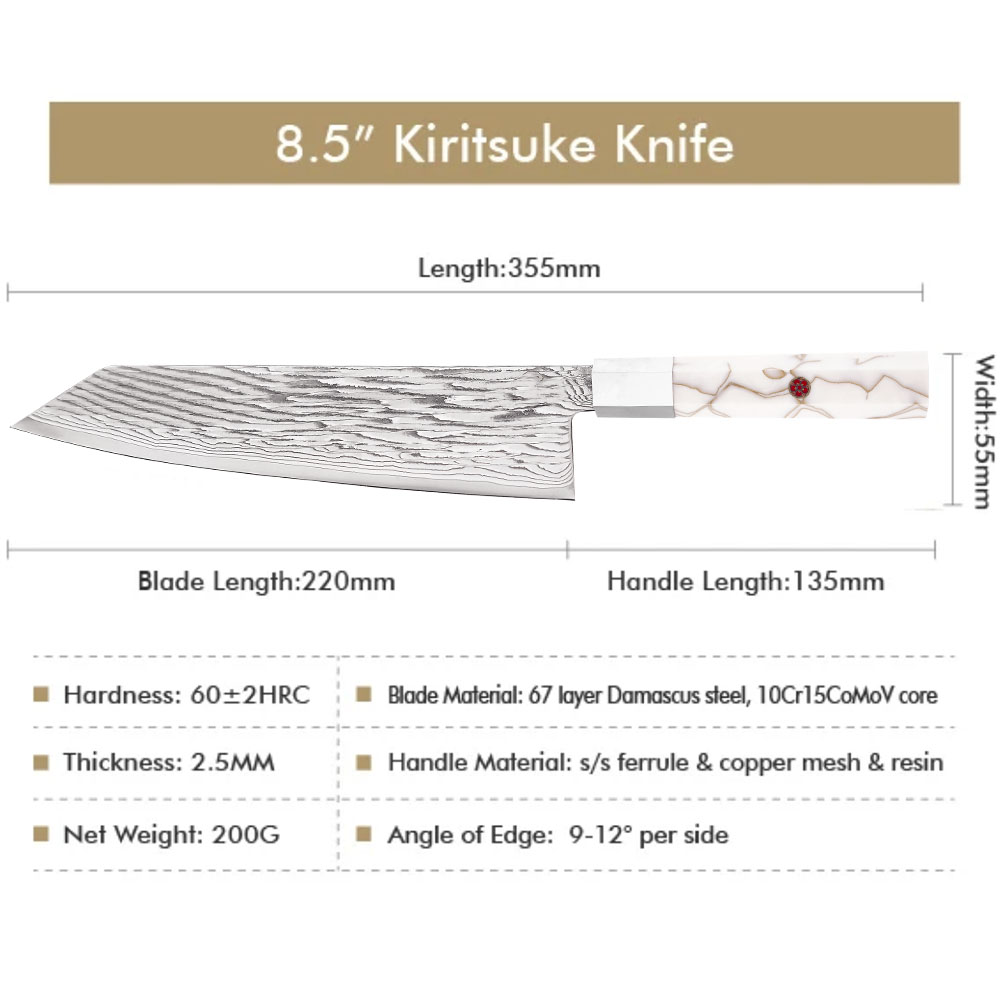 Dellinger Kuchyňský nůž Chef/Kiritsuke 220 mm Dellinger® Forged White Wave