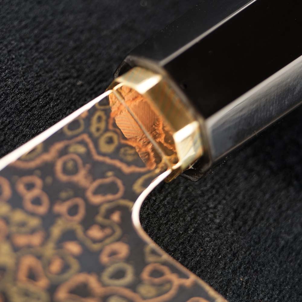 Malý loupací nůž Utility 130 mm Dellinger® Resin Black Gold Damascus
