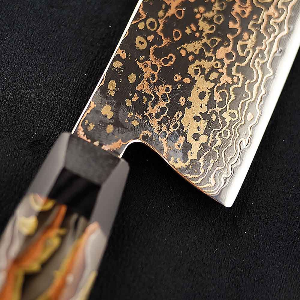 Kuchyňský nůž Nakiri 180 mm Dellinger® Resin Mash Gold Damascus Kuchyňský nůž Nakiri 180 mm Dellinger® Resin Mash Gold Damascus