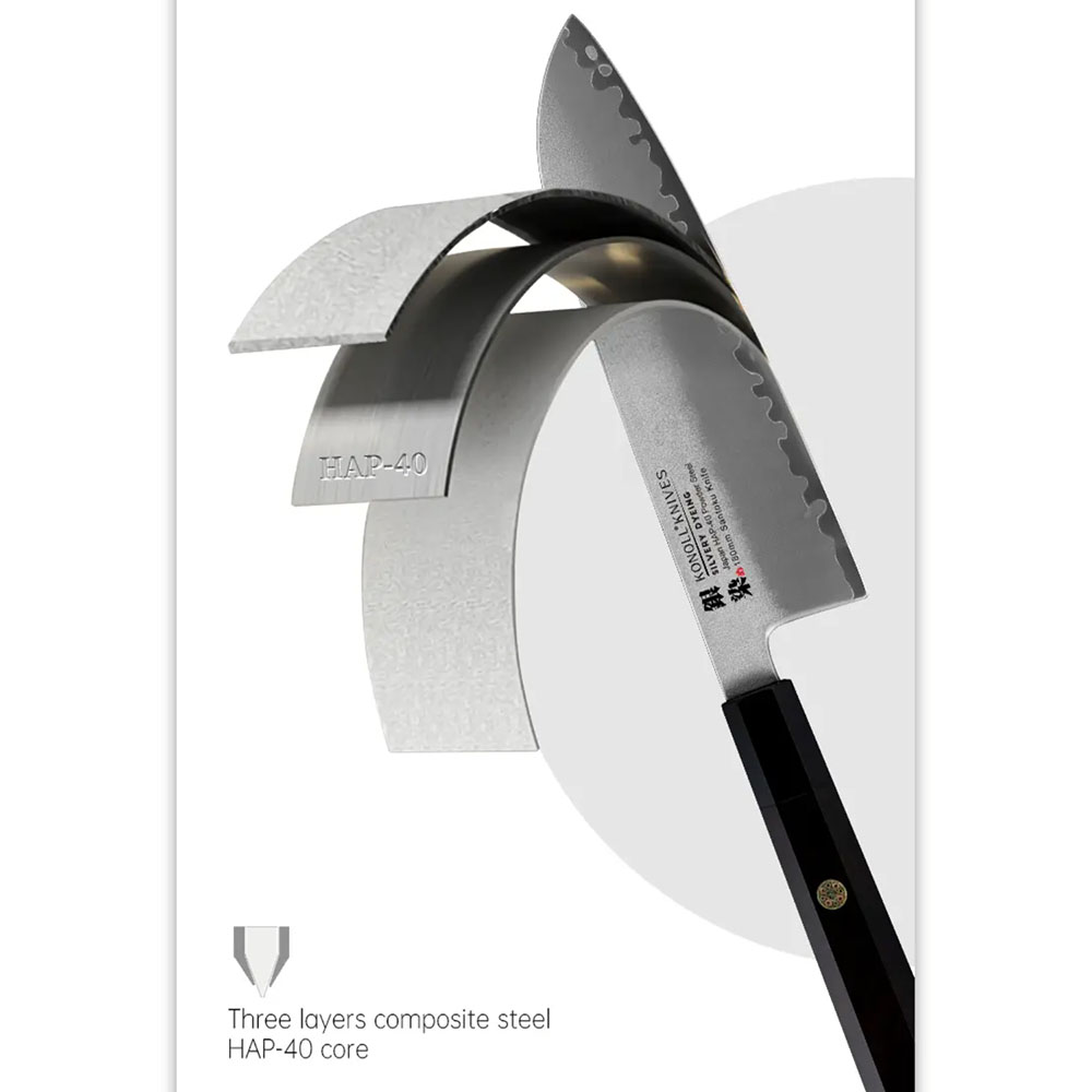 Kuchyňský nůž Santoku 180 mm Konoll® Silver Dyeing