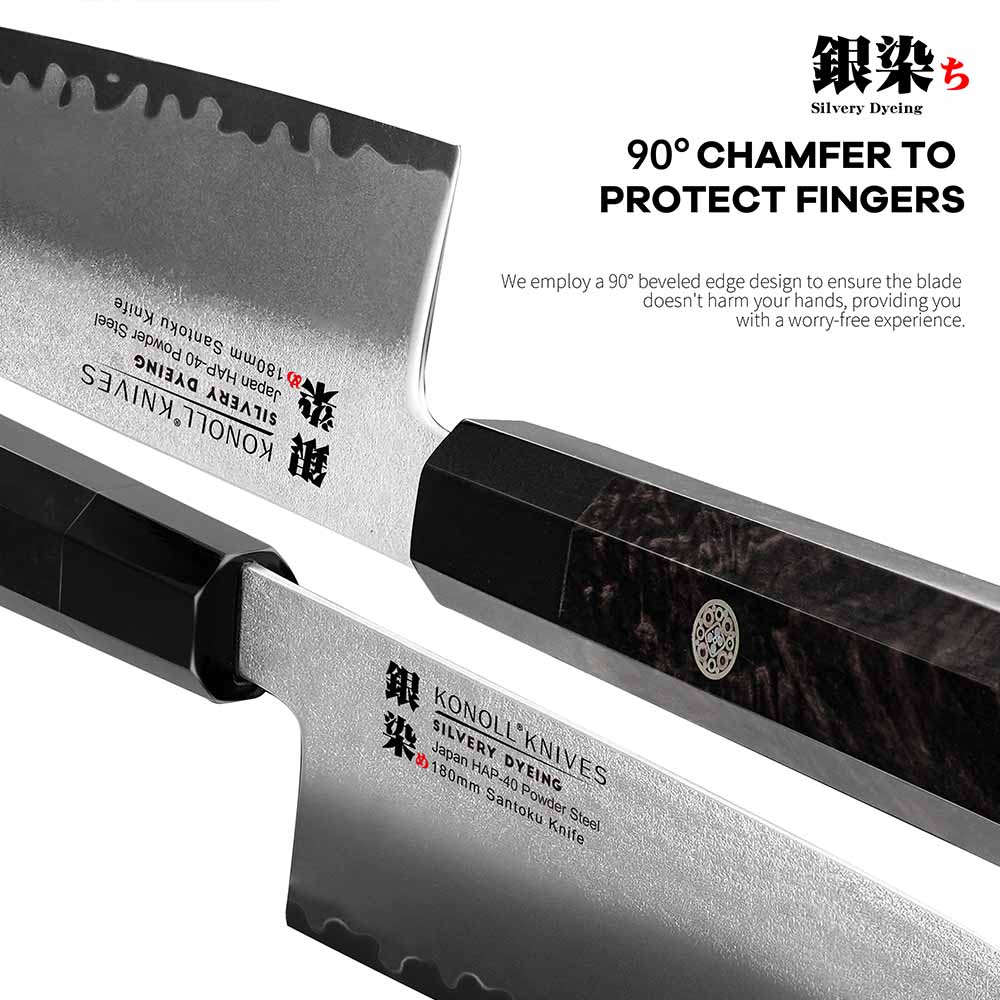 Kuchyňský nůž Santoku 180 mm Konoll® Silver Dyeing