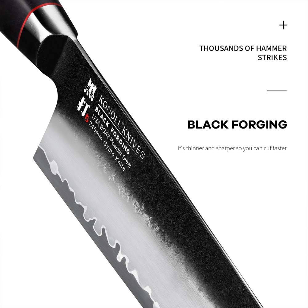 Kuchyňský nůž Chef/Gyuto 240 mm Konoll® Black Forging
