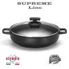 titanová hluboká pánev se 2 držadly SUPREME Line z litého hliníku Ø 28 + skleněná poklička