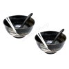 Bowl Set with Black Spoon and White Chopsticks for 2