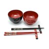 Japanese Crane Motif Bowl and Chopstick Set for 2