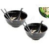 Ramen tál készlet evőpálcikával és kanállal – 2 db, fekete