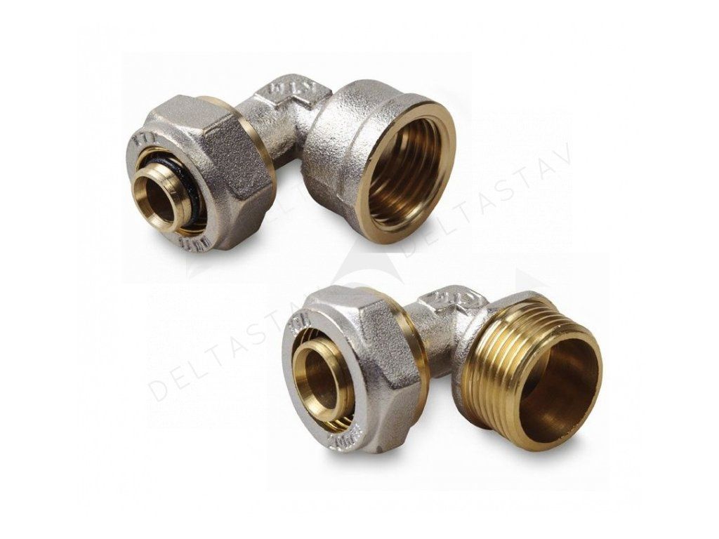 Screw-type elbow with compression union and thread