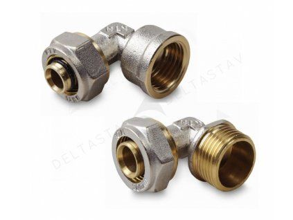 Screw-type elbow with compression union and thread
