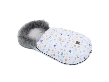 zimny fusak lux s kozusinkou baby birds 50 x 100cm seda biela