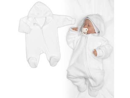 pleteny overal s kapucnou cute biely