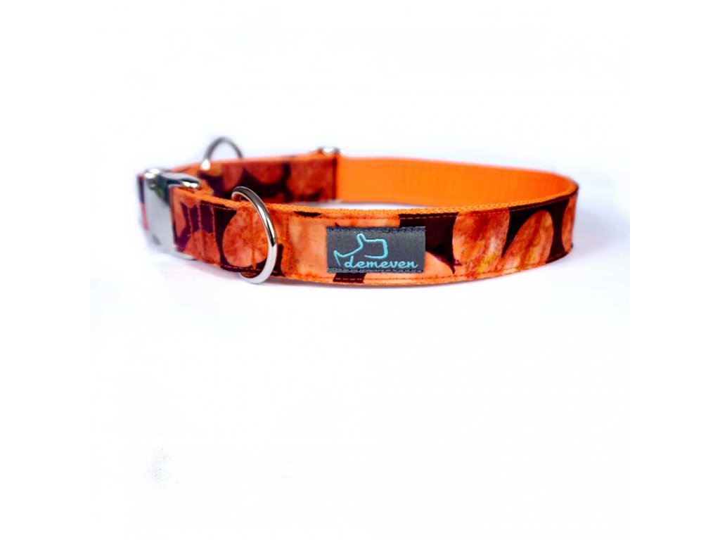 Mapleen Obojky pro psy obojek krasny stylovy designovy demeven s kovovou sponou dog collar beautiful stylish cerveny oranzovy psi obojek