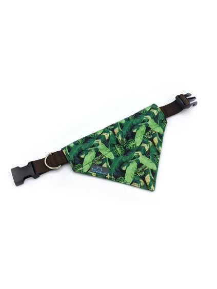 Amazonia zeleny s listy satek na obojek s obojkem satkem pro psa psy psi krasny stylovy cesky demeven