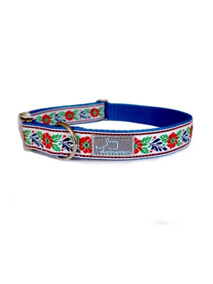 Baldachynek bilo modra shop obojek pro psa psi folklorni krasny svatebni stylovy modry vysivany demeven cesky handmade