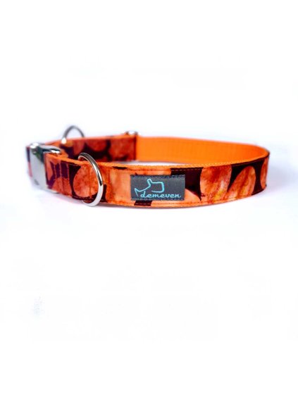 Mapleen Obojky pro psy obojek krasny stylovy designovy demeven s kovovou sponou dog collar beautiful stylish cerveny oranzovy psi obojek