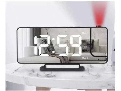 уникален LED будилник с проектор и огледало