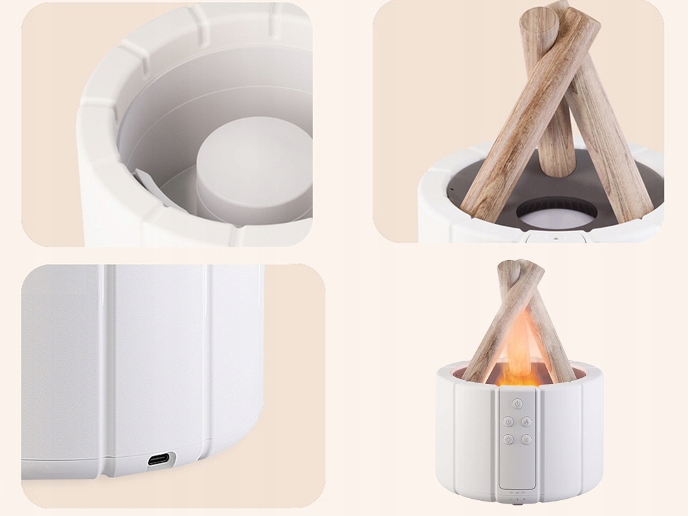 Stylový zvlhčovač vzduchu s efektem táboráku