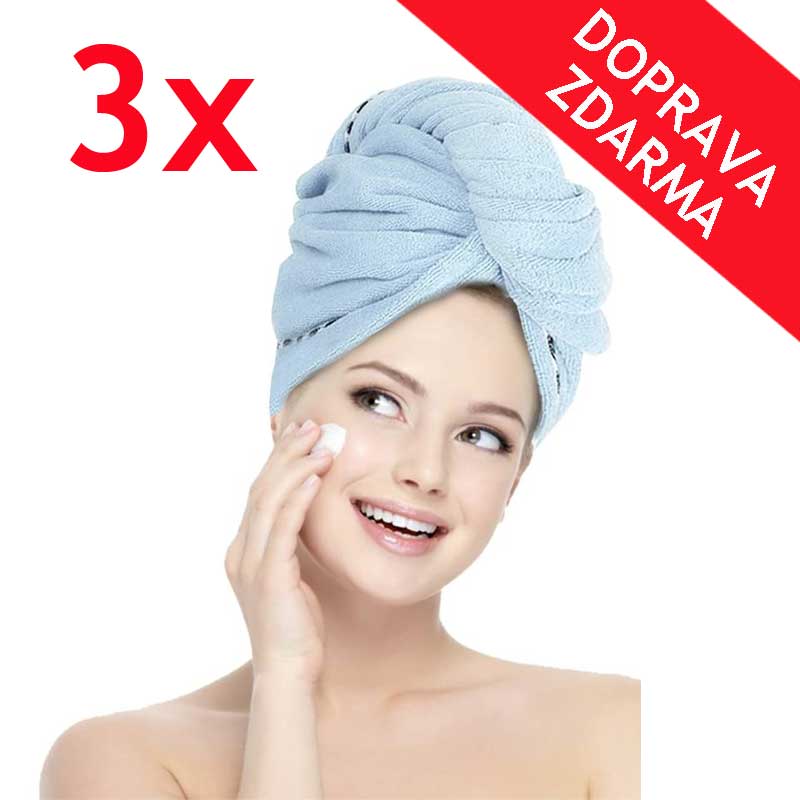 Ručník na nejrychleji vysušení vlasů - turban na vlasy - TROJBALENÍ