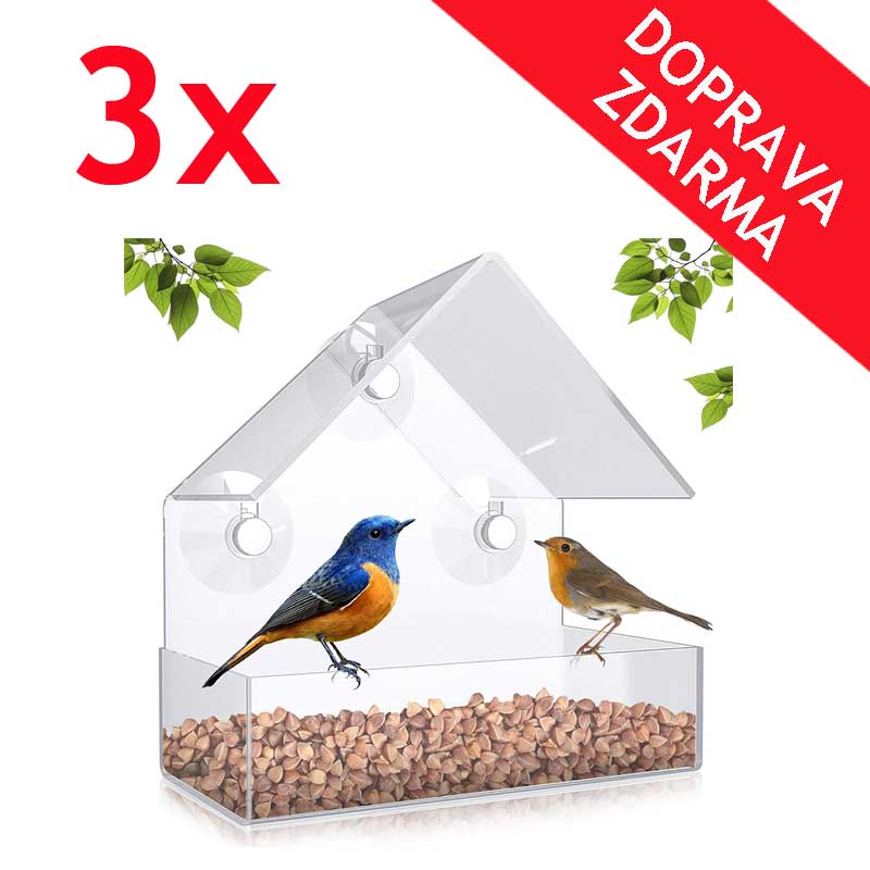 Deminas | Krmítko pro ptáky na okno a balkon - TROJBALENÍ