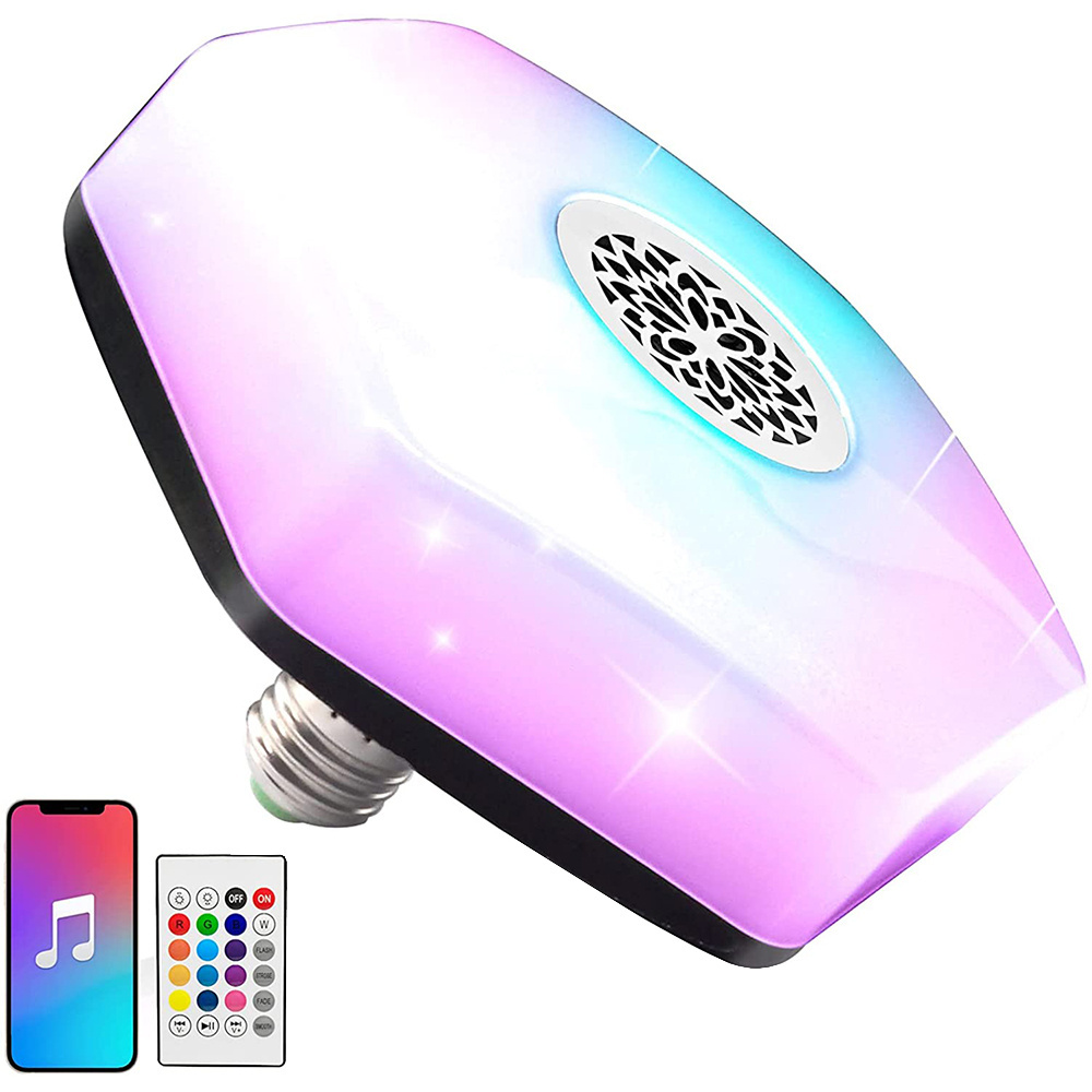LED RGBW žárovka E27 s Bluetooth reproduktorem a dálkovým ovladačem