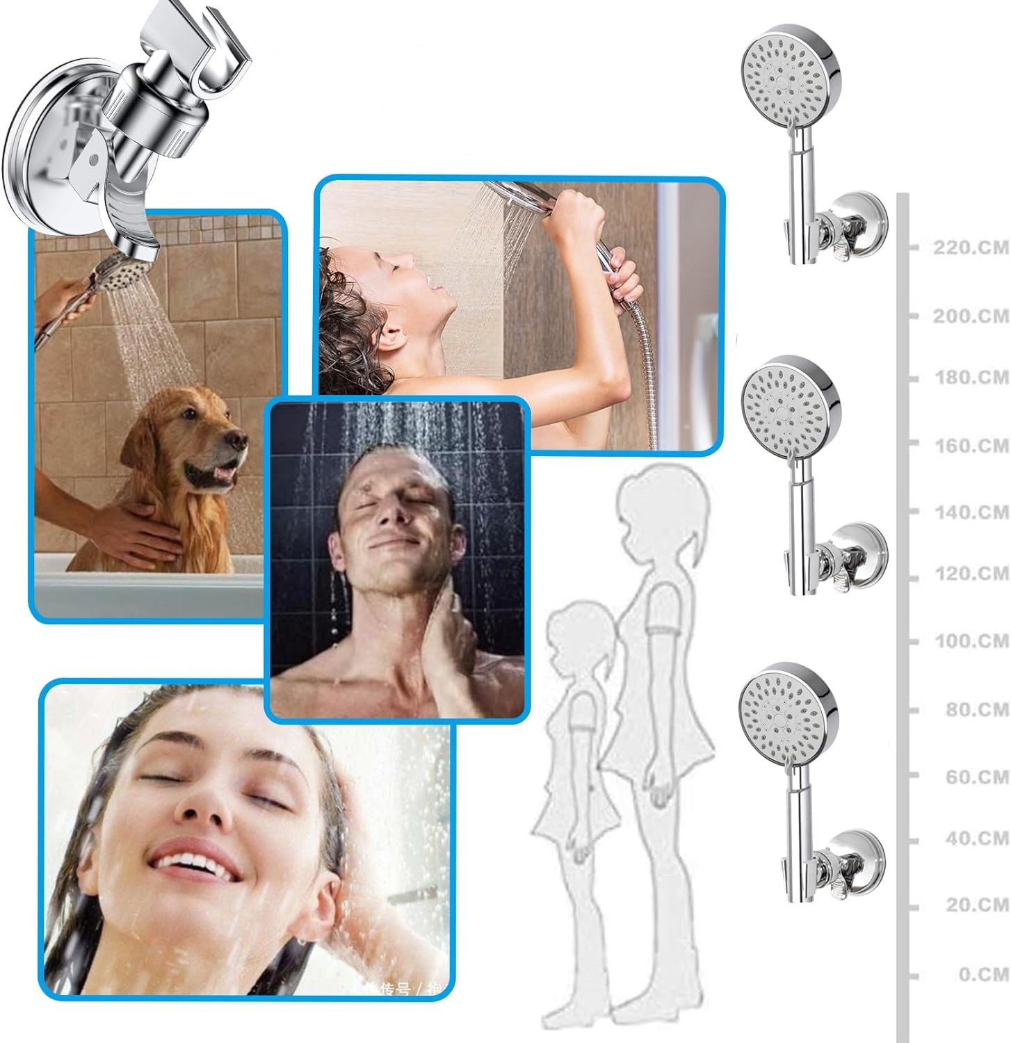 podesivi držač tuša s vakuumskom čašicom