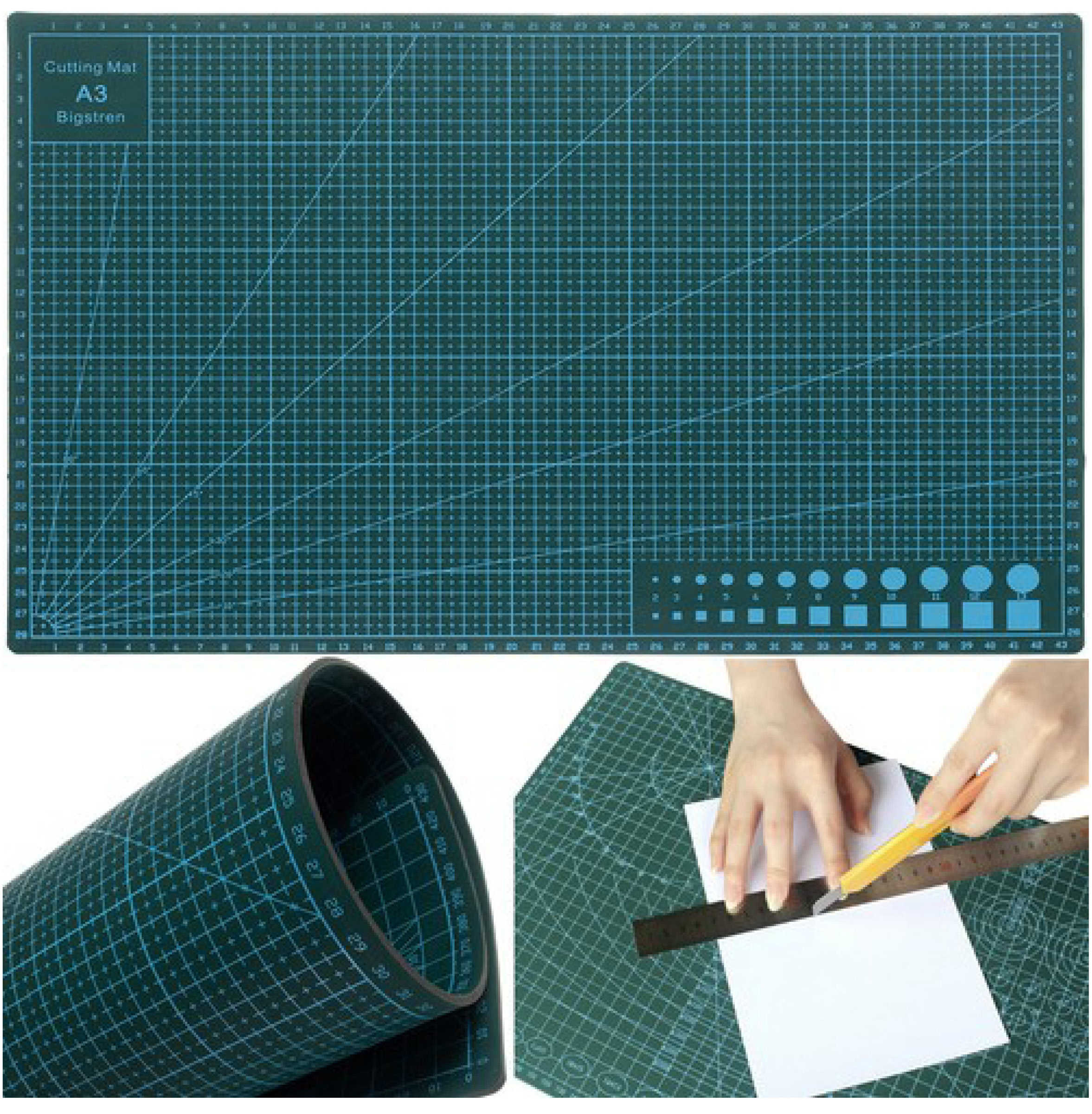 praktična dvostrana podloga za rezanje i modeliranje A3