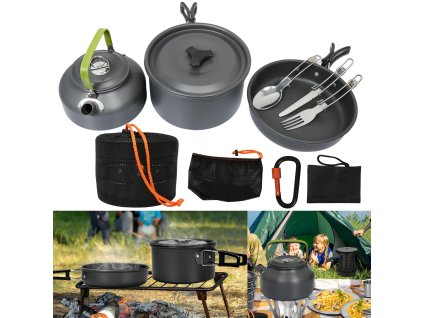 praktički set posuđa za kampiranje