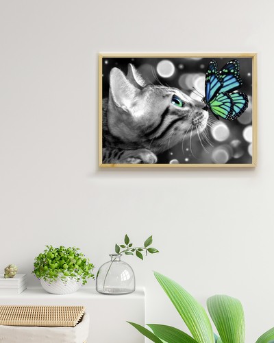 cica lepkével gyémánt festmény