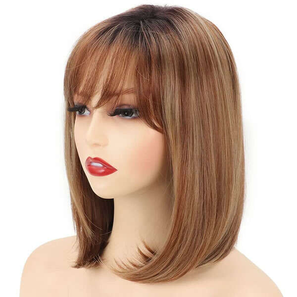 peruka – brązowa z blond refleksami