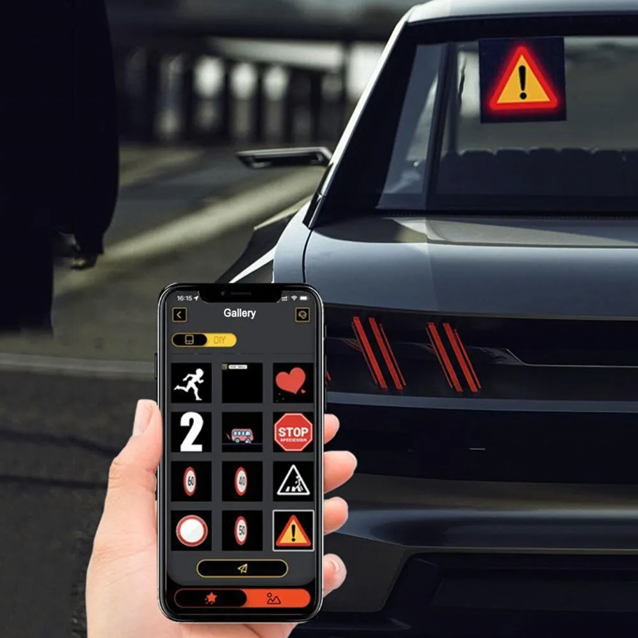 inteligentny wyświetlacz LED na tylną szybę samochodu