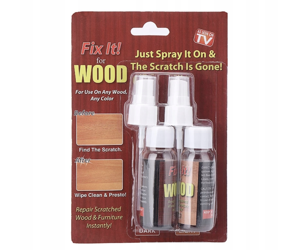 praktyczny spray do usuwania zarysowań z drewna