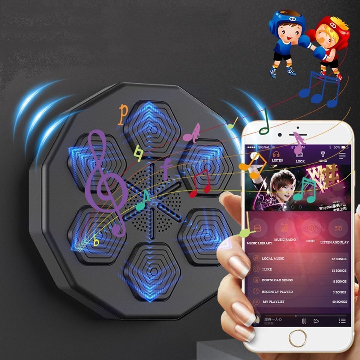 elektroniczna tarcza bokserska na ścianie z głośnikiem