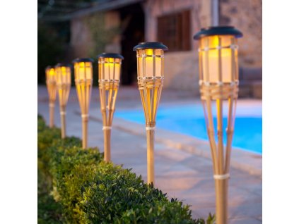 wyjątkowa bambusowa lampa solarna LED