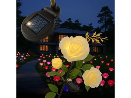ogrodowa lampa solarna - róża