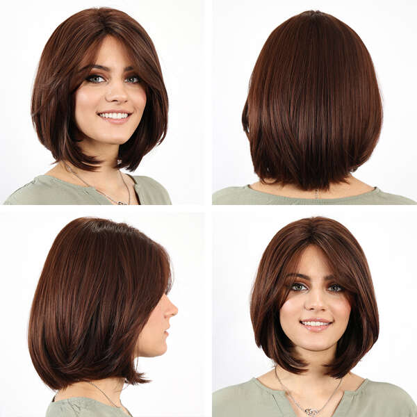 Peruca de calitate - Maro inchis cu reflexe aramii