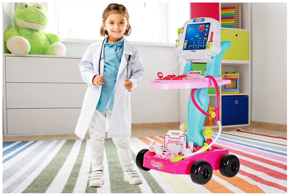 Set medic pentru copii cu cărucior și EKG