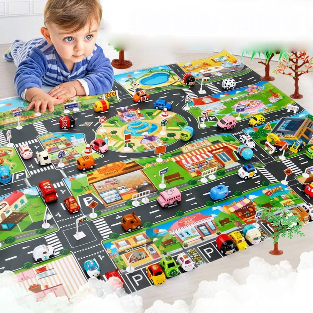 covoraș de joacă impermeabil pentru copii cu indicatoare rutiere