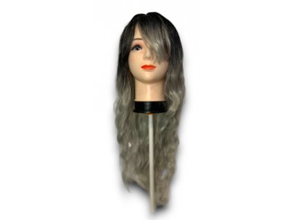 Perucă de înaltă calitate pentru femei - Negru-gri 70 cm