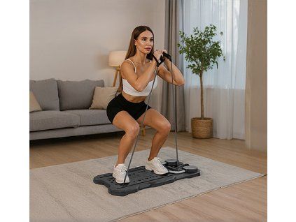 Placă de exerciții Pilates cu expansoare și afișaj LCD