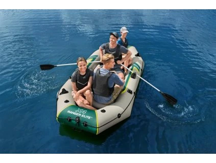 Barcă gonflabilă pentru 4 persoane cu vâsle și pompă
