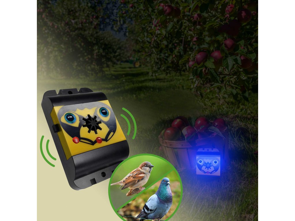 ultrazvočni odganjalec ptic z modro svetlobo