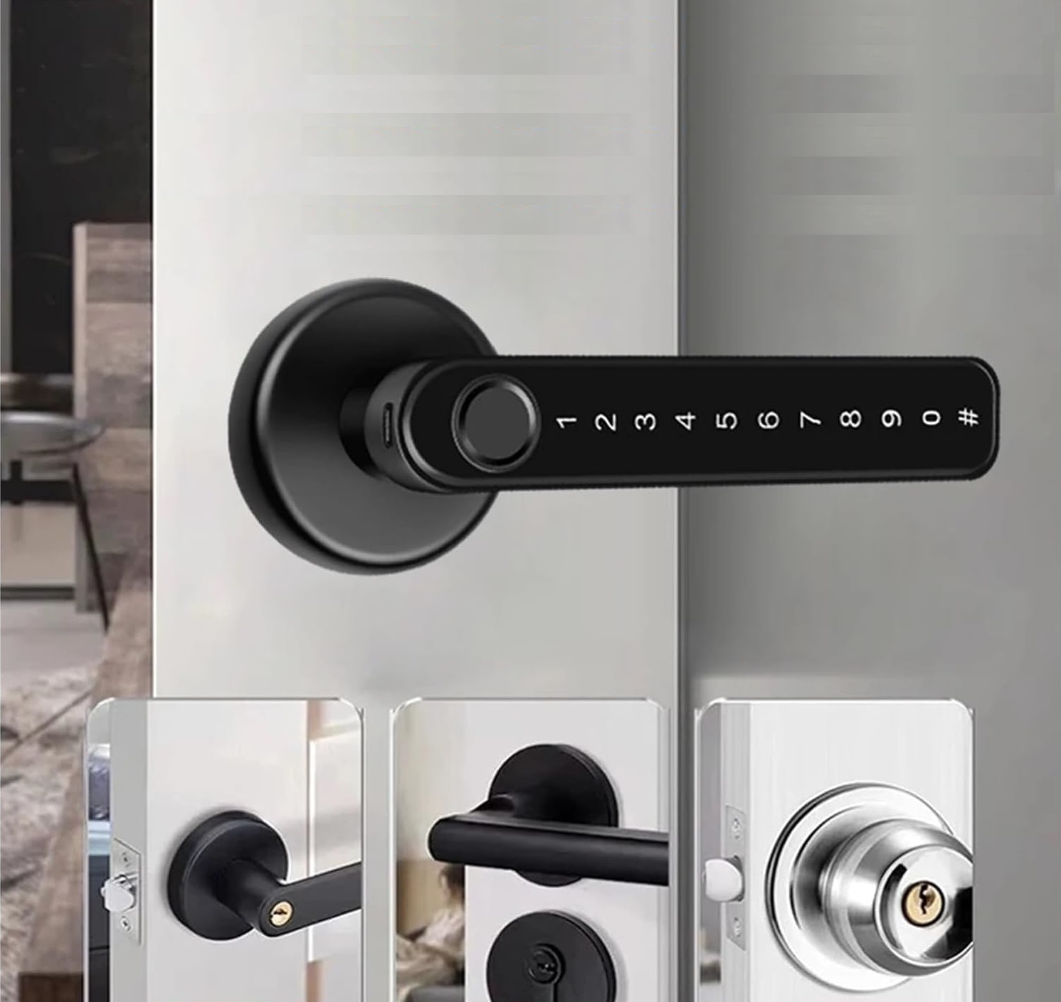 pametna ključavnica - kljuka za vrata s prstnim odtisom in kodo